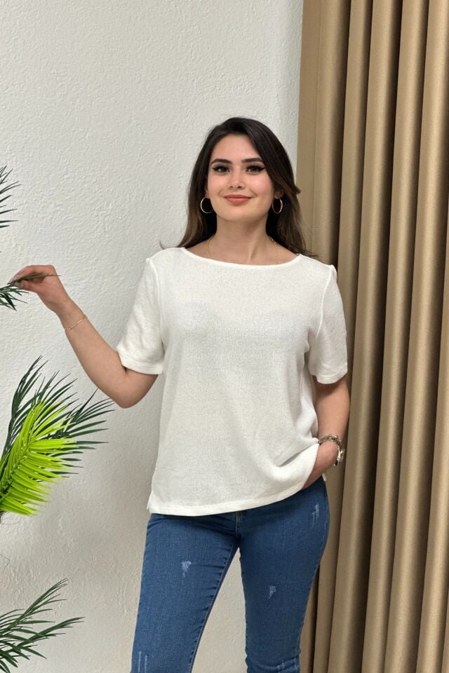 Orj. Marka Dokulu Merserize Bluz Beyaz