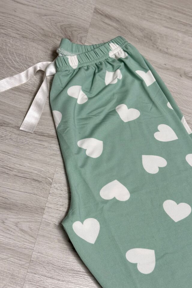 Alt Pijama Yeşil Kalpli