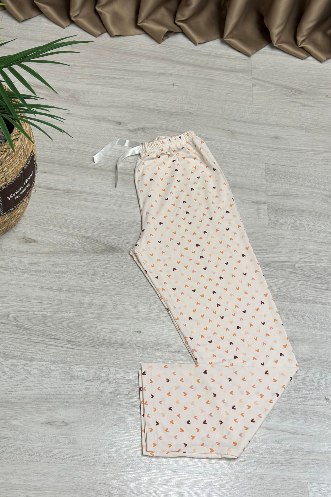 Alt Pijama Somon Küçük Kalp Desen