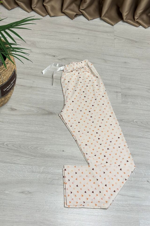Alt Pijama Somon Küçük Kalp Desen