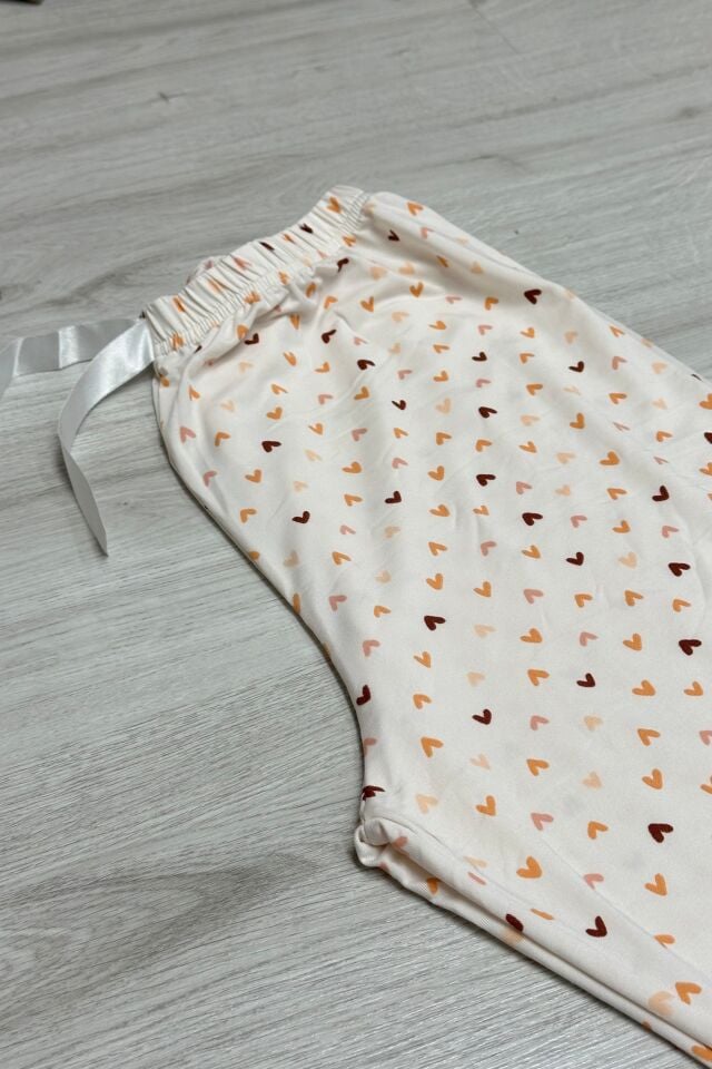 Alt Pijama Somon Küçük Kalp Desen