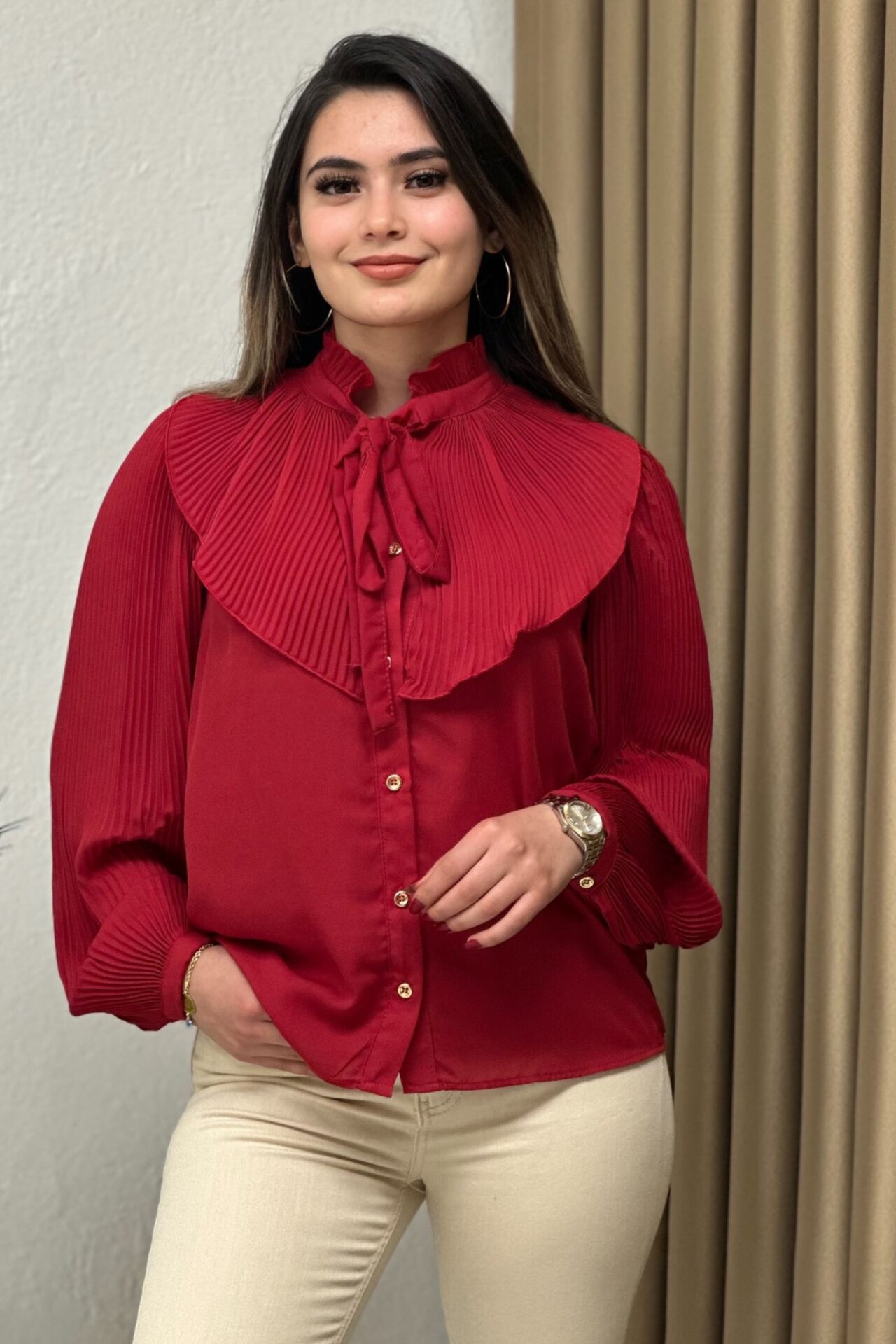 Şifon Gömlek Kırmızı