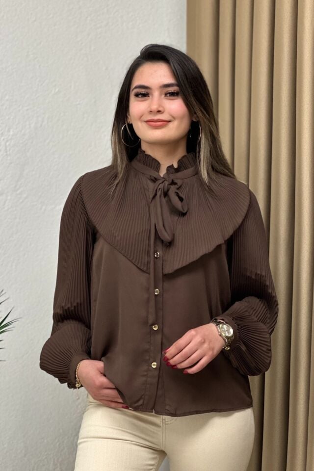 Şifon Gömlek Kahverengi