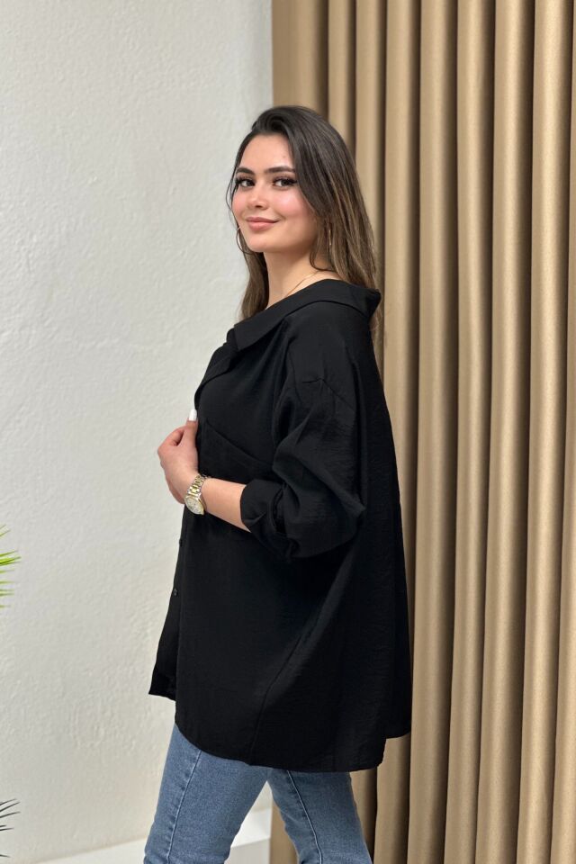 N. Ayrobin Oversize Gömlek Siyah