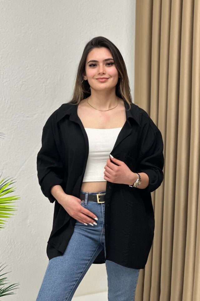 N. Ayrobin Oversize Gömlek Siyah