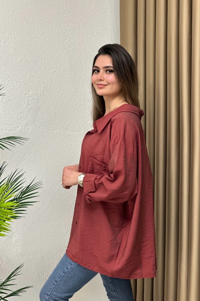 N. Ayrobin Oversize Gömlek Bordo