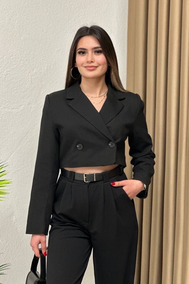 Crop Blazer Ceket Siyah