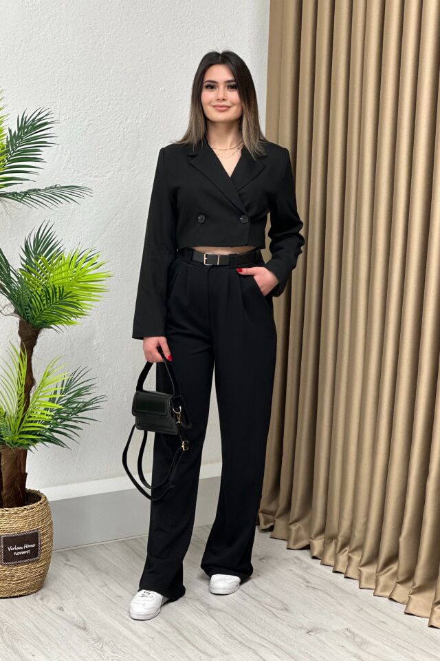 Crop Blazer Ceket Siyah