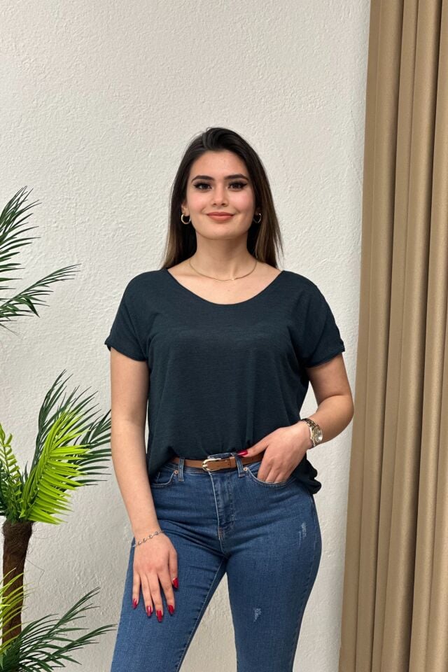 Orj. Marka Kayık Yaka Bluz Antrasit
