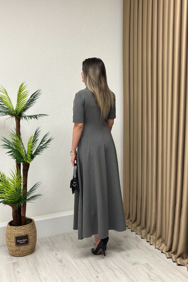 Prenses Godeli Model Midi Elbise Antrasit