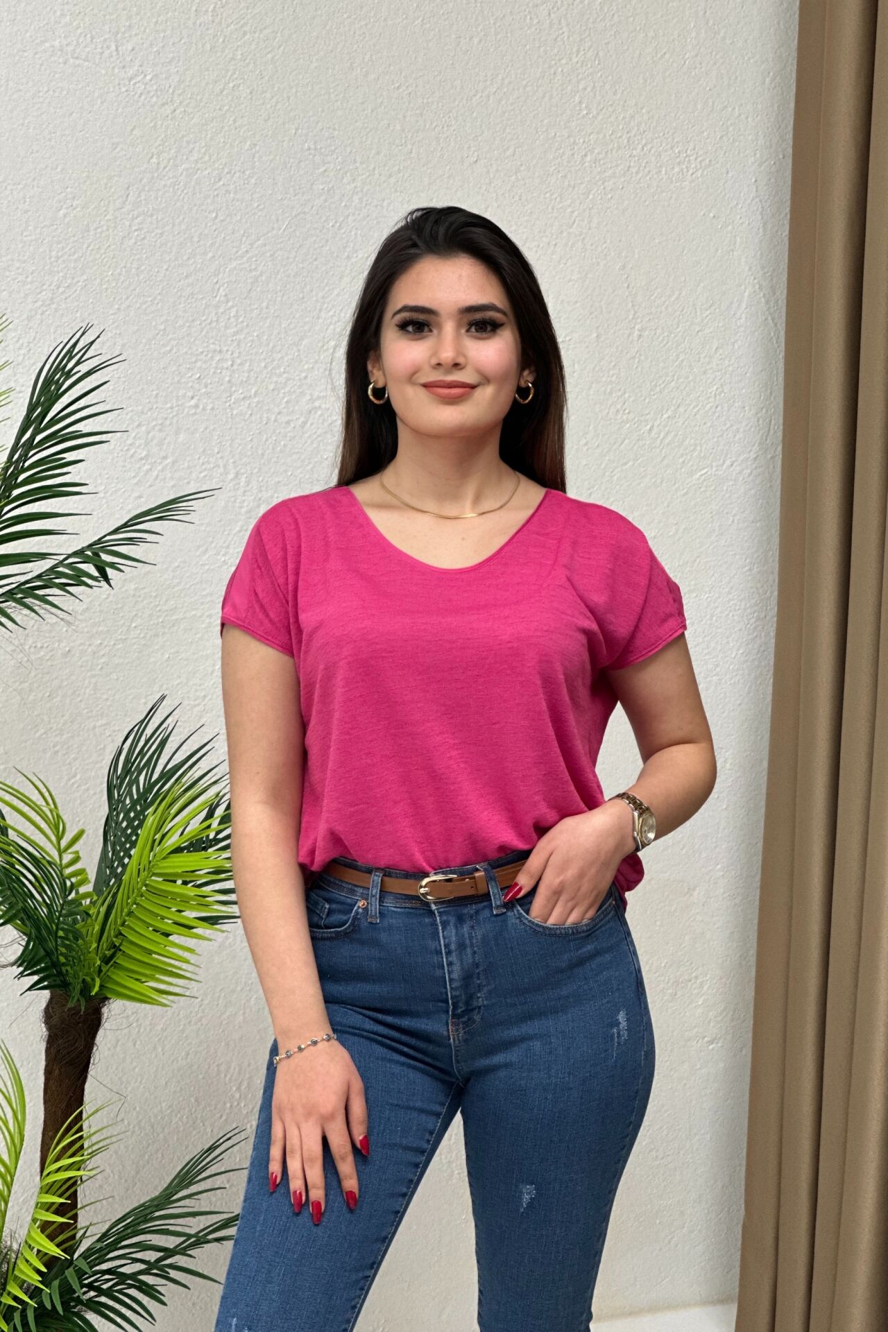 Orj. Marka Kayık Yaka Bluz Pembe