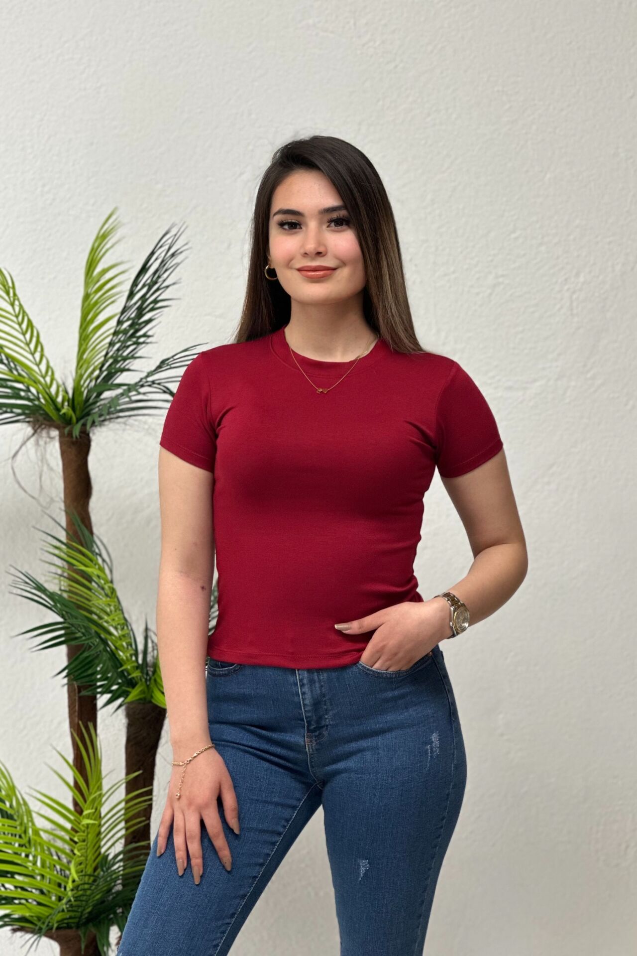 Oysh Modal Kumaş Body Bordo