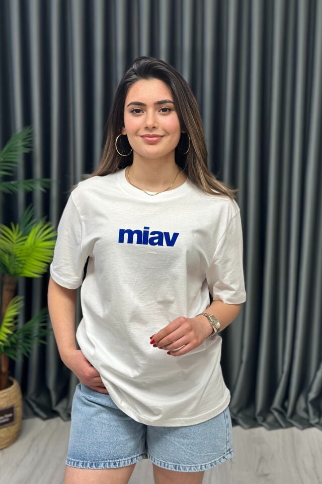 MV T-Shirt Mavi Miav Baskı