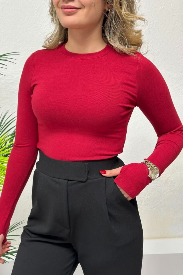 Oysho Parmak Geçmeli Body Kırmızı