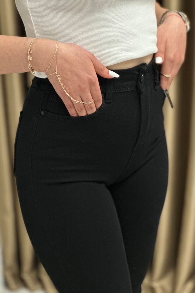 Premium Kalite En Boy Likralı Siyah Jean