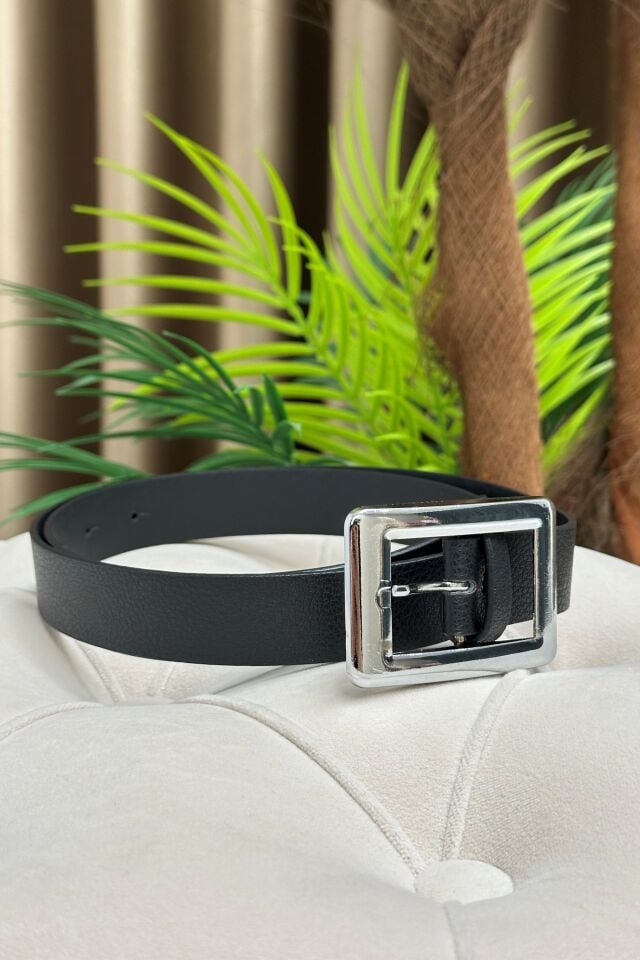 Deri Kemer Kare Gümüş Tokalı