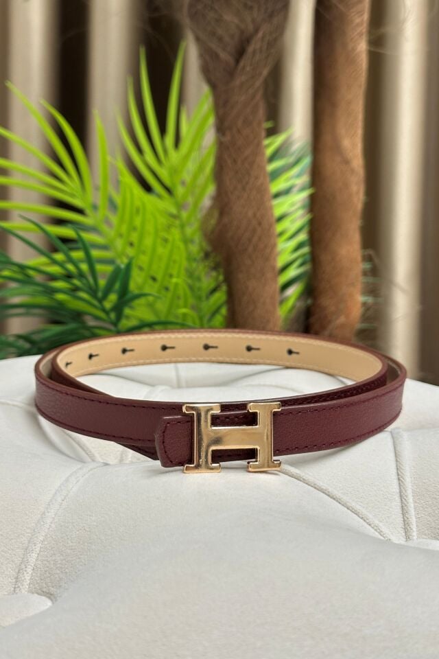 Deri Kemer (hermes) Gold Tokalı Bordo