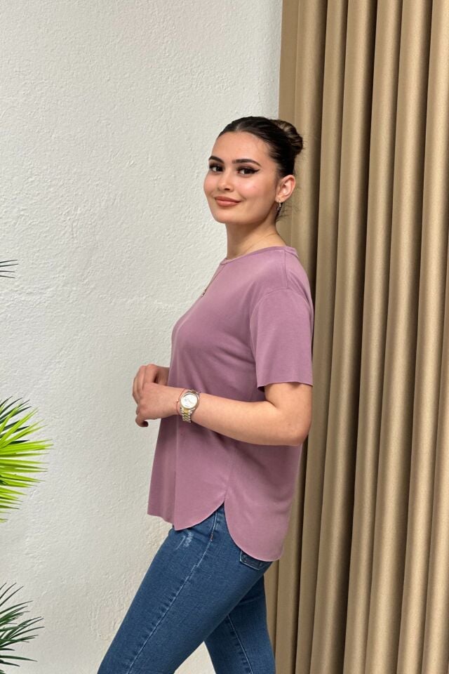 Modal Kumaş T-Shirt Gül Kurusu