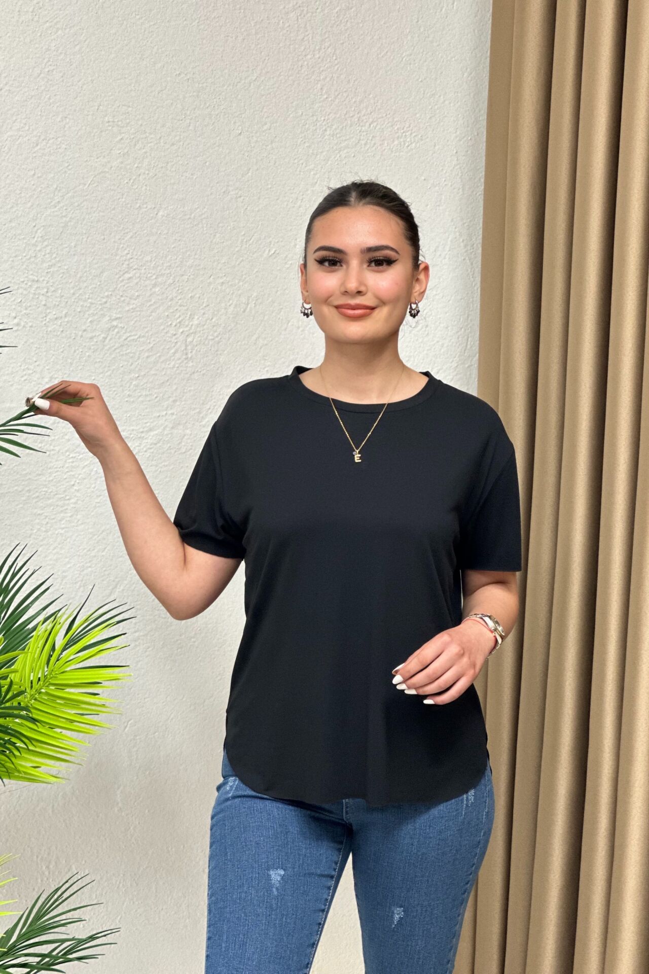 Modal Kumaş T-Shirt Siyah