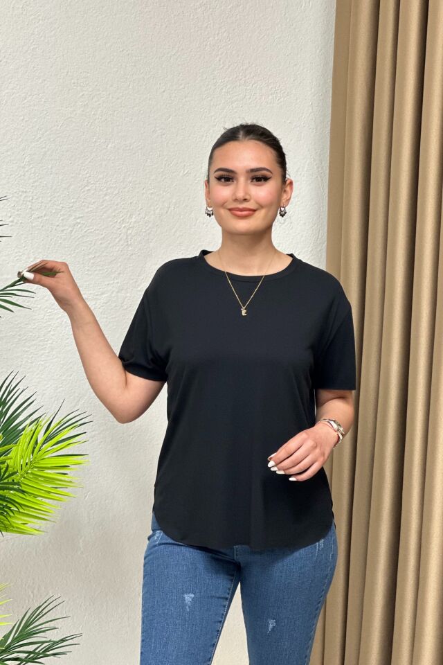 Modal Kumaş T-Shirt Siyah