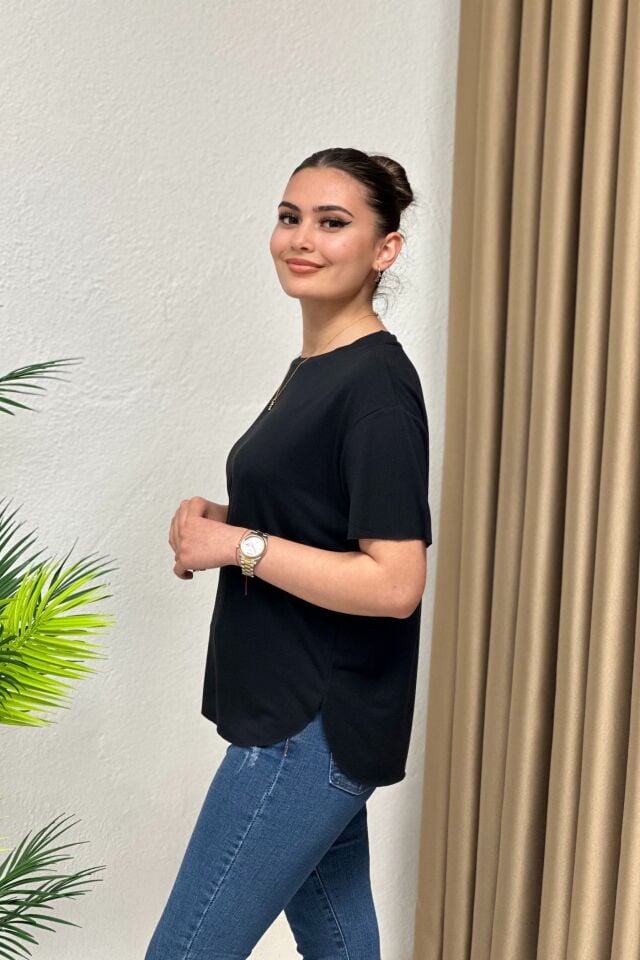 Modal Kumaş T-Shirt Siyah