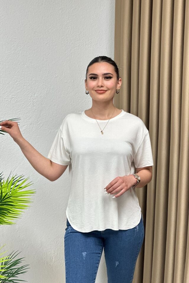 Modal Kumaş T-Shirt Beyaz