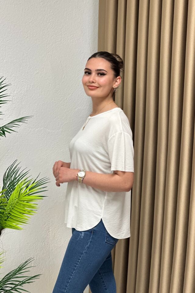 Modal Kumaş T-Shirt Beyaz