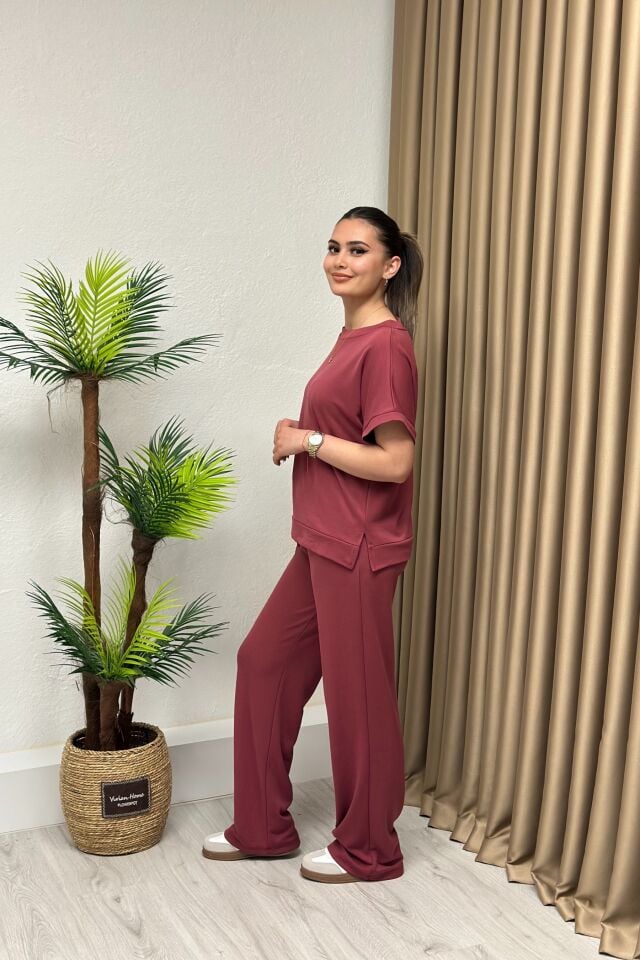 Modal Pike Kumaş Takım Bordo