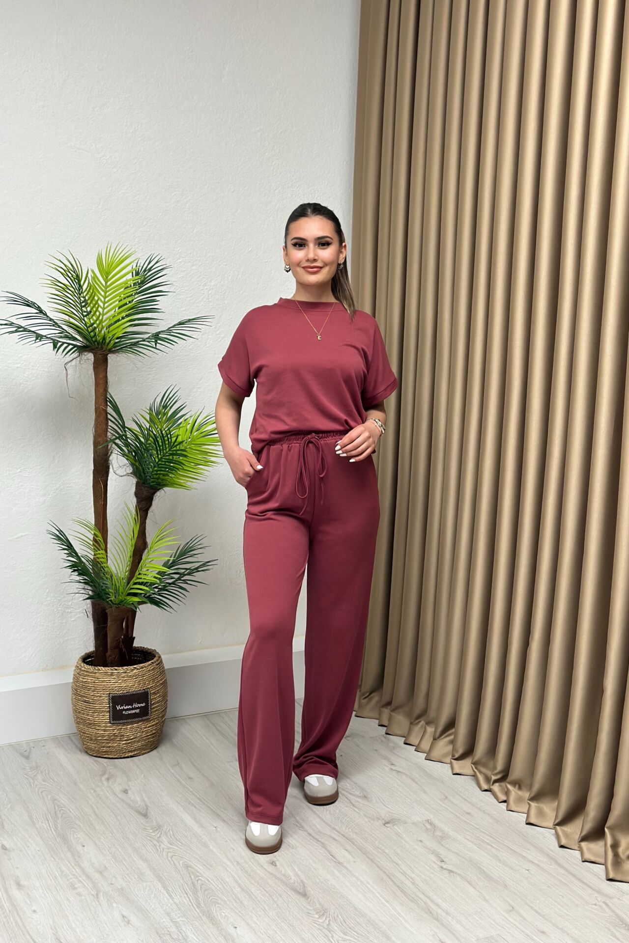 Modal Pike Kumaş Takım Bordo