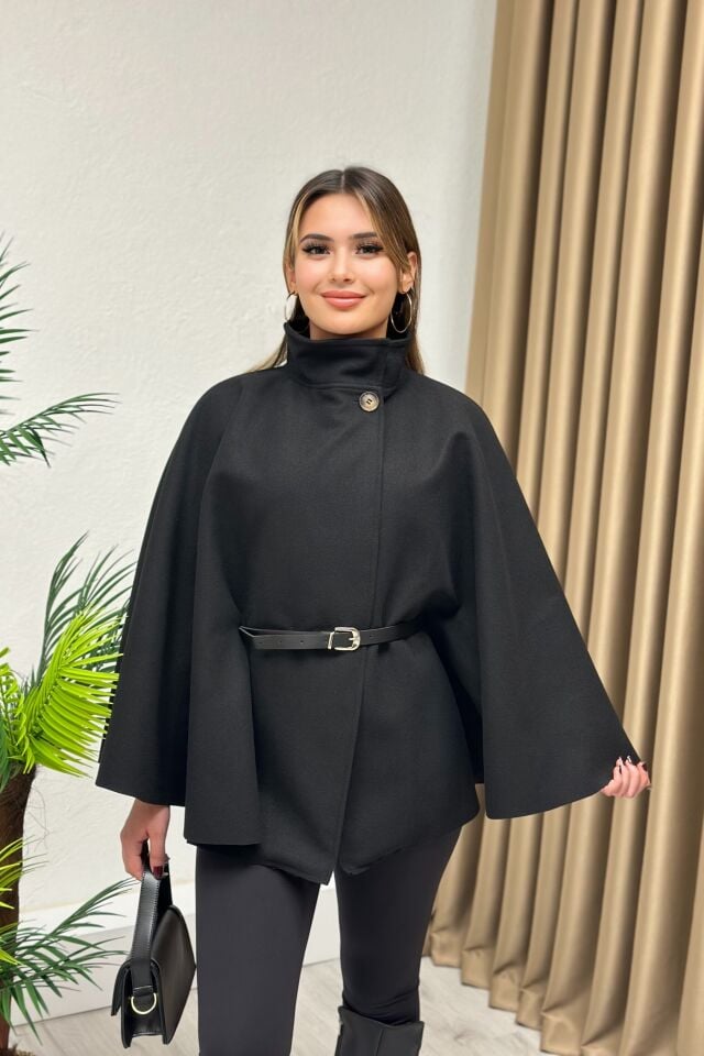 Kemerli Kaşe Panço Siyah