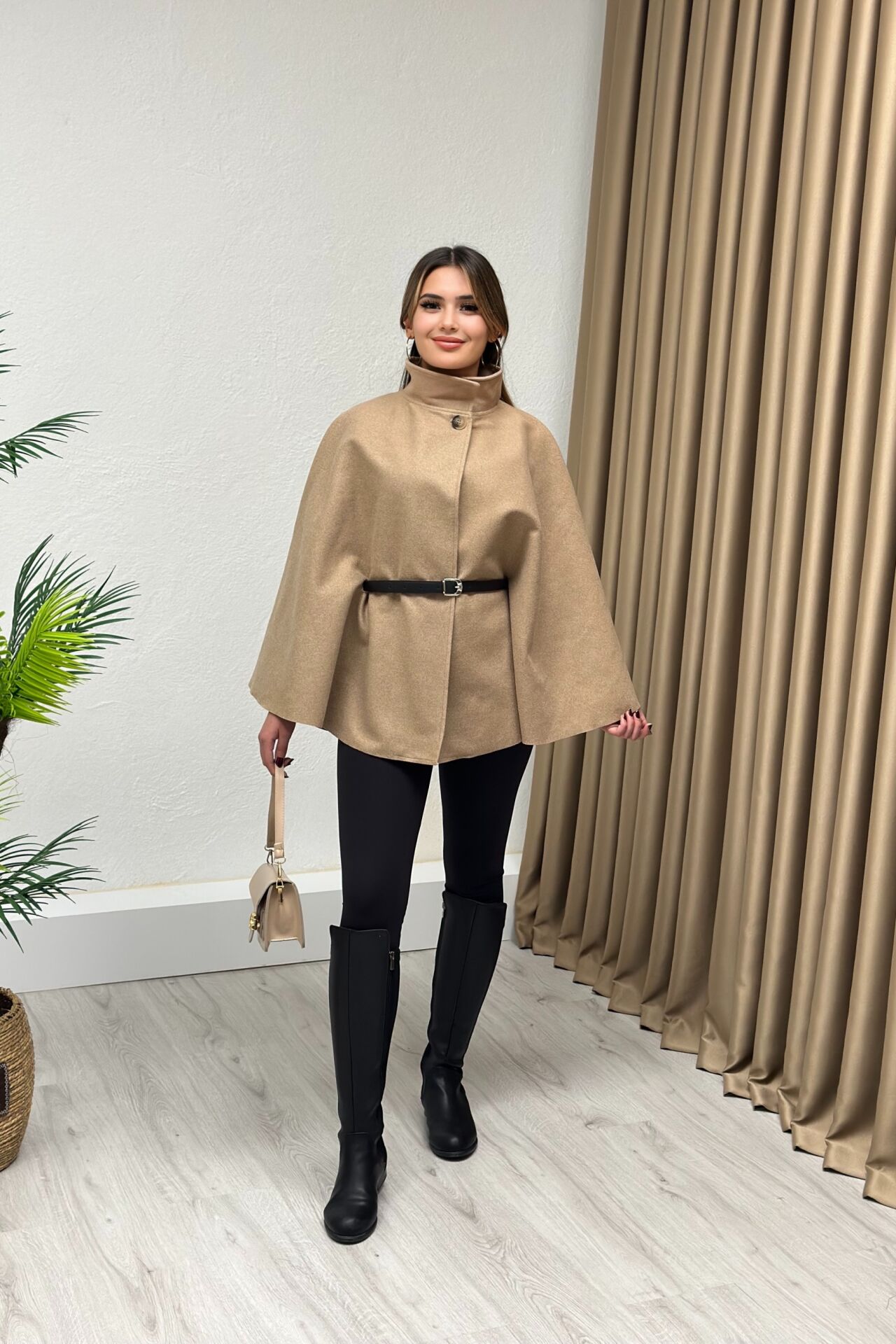 Kemerli Kaşe Panço Camel