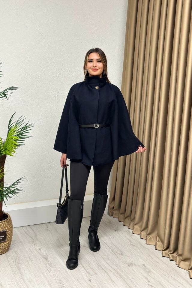 Kemerli Kaşe Panço Lacivert