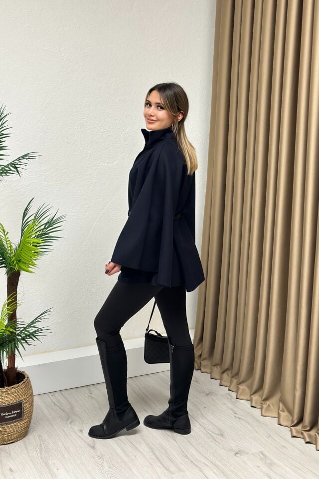 Kemerli Kaşe Panço Lacivert