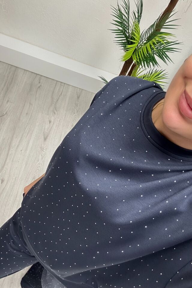 Modal Kumaş Taşlı Takım Antrasit