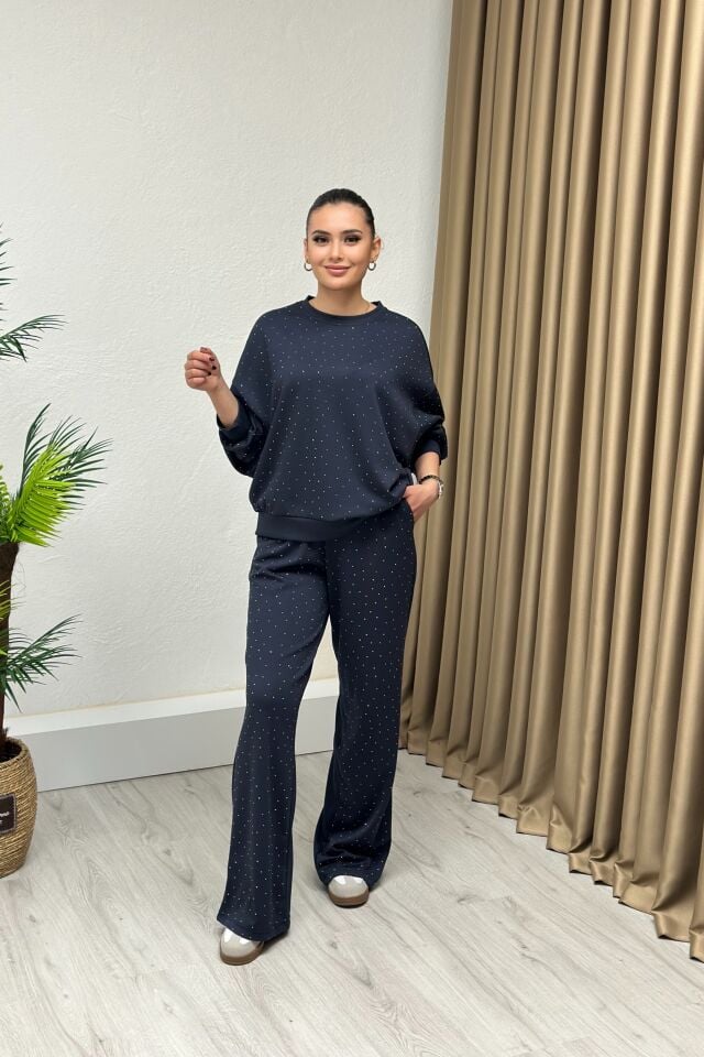 Modal Kumaş Taşlı Takım Antrasit