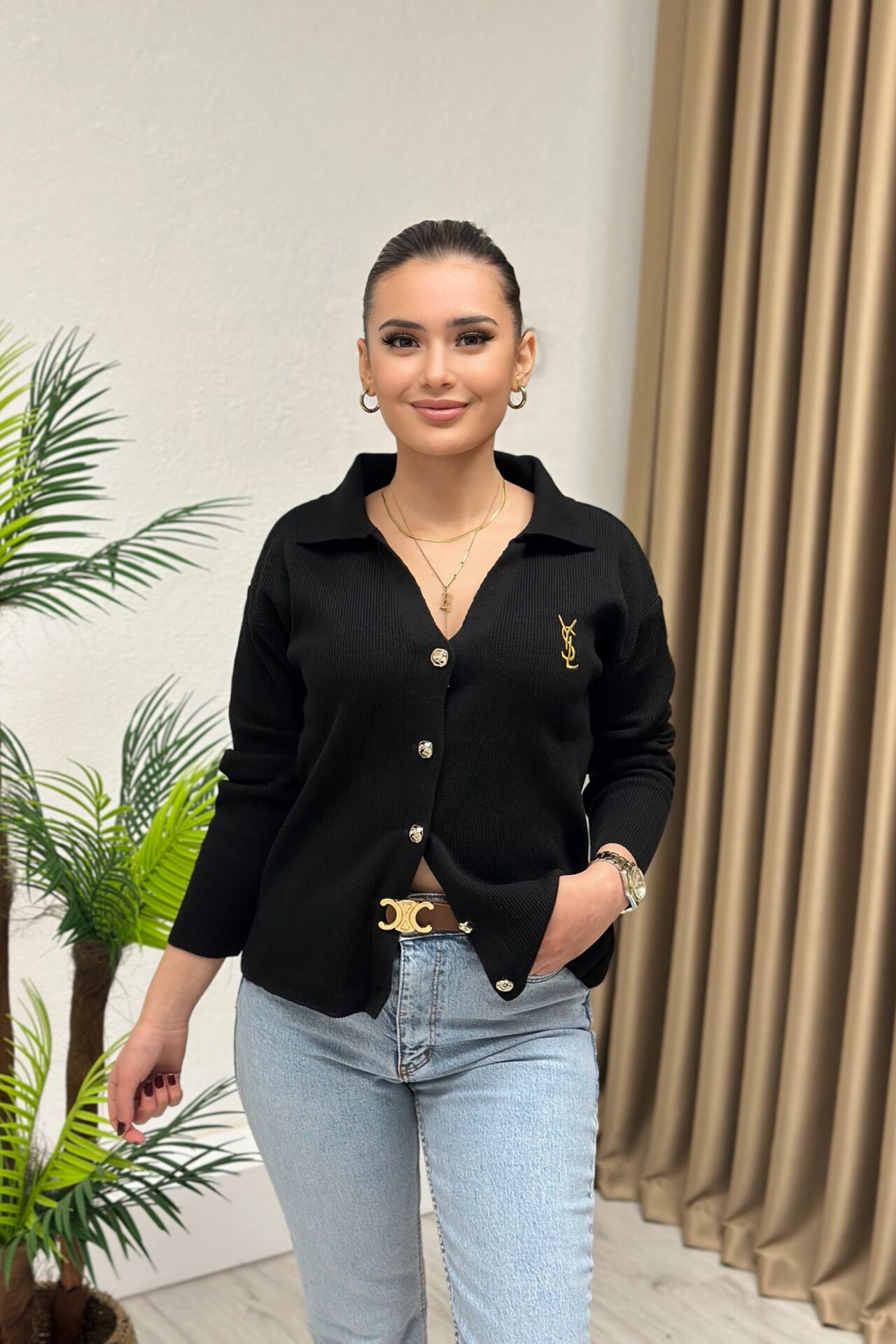 Marka Model Triko Hırka Siyah
