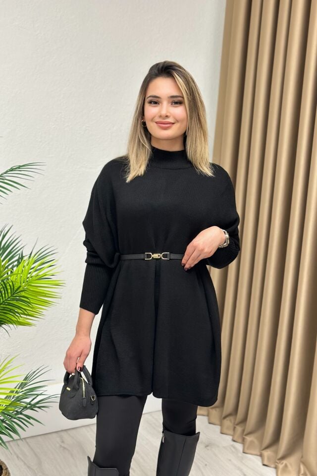 Dik Yaka Triko Panço Siyah