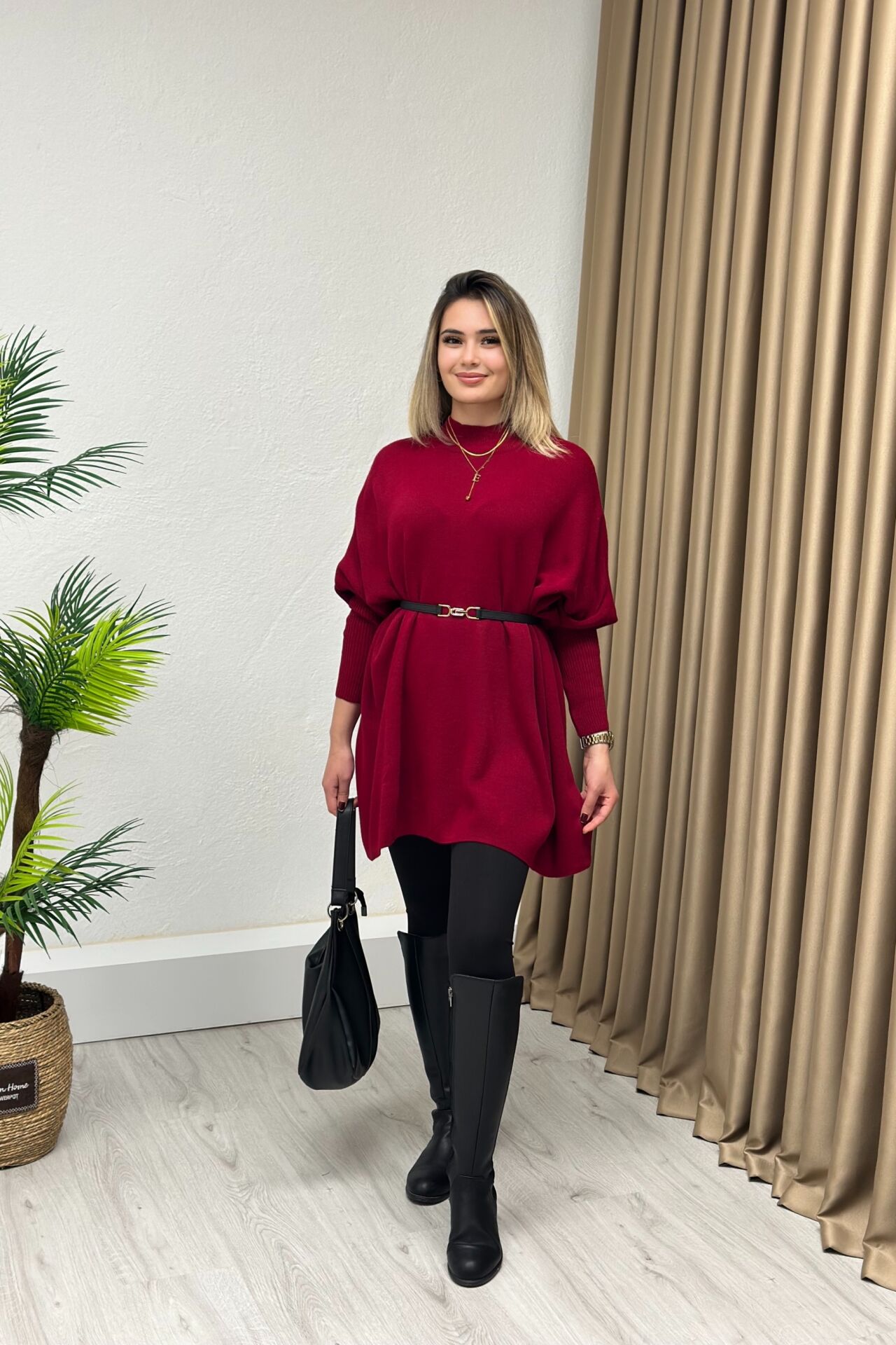 Dik Yaka Triko Panço Bordo