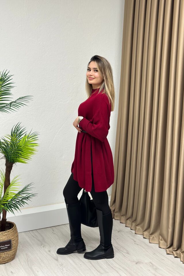 Dik Yaka Triko Panço Bordo