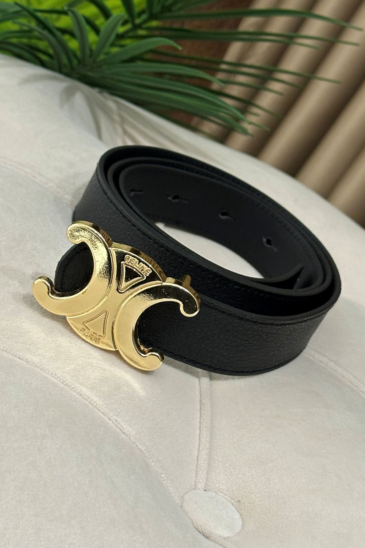 C Model Gold Tokalı Siyah Kemer