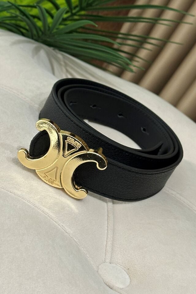 C Model Gold Tokalı Siyah Kemer