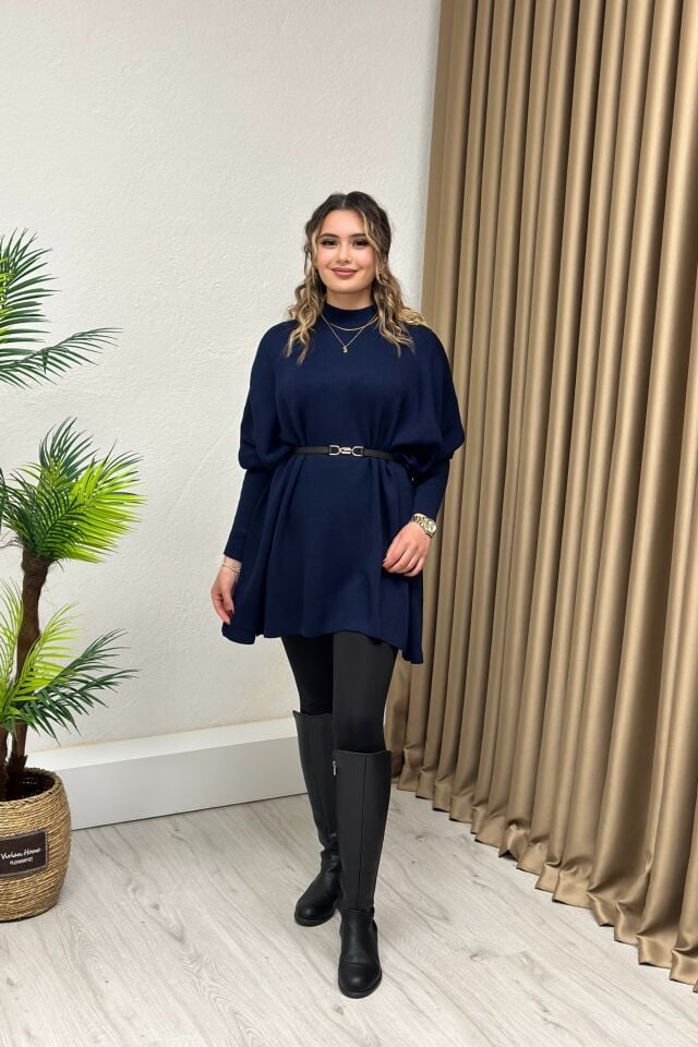 Dik Yaka Triko Panço Lacivert