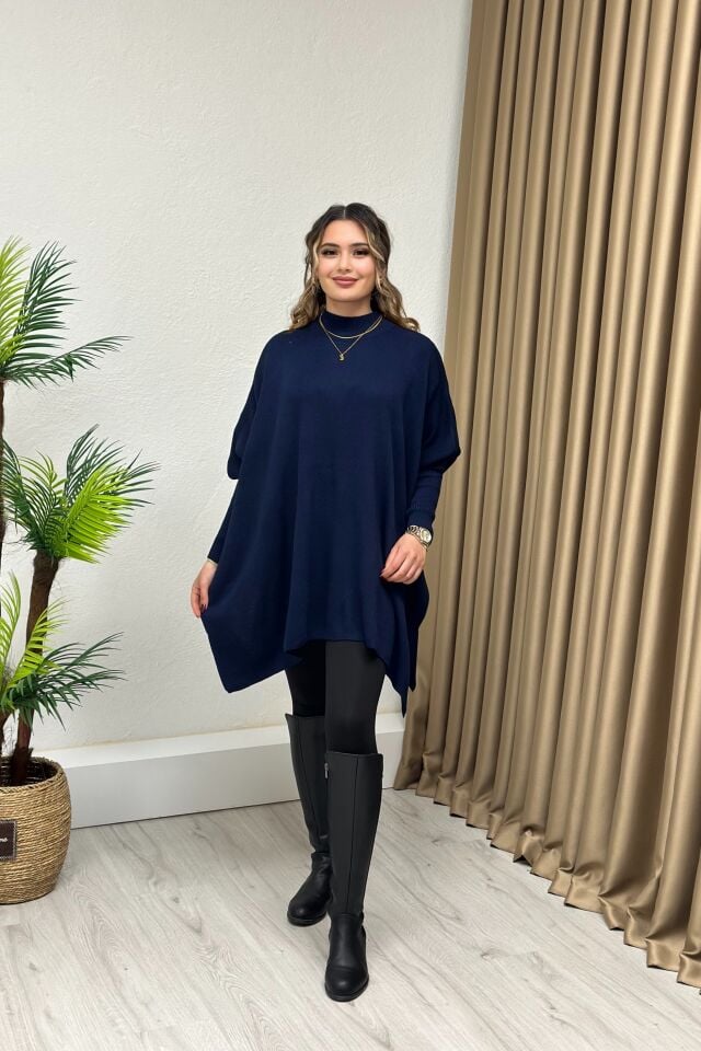 Dik Yaka Triko Panço Lacivert