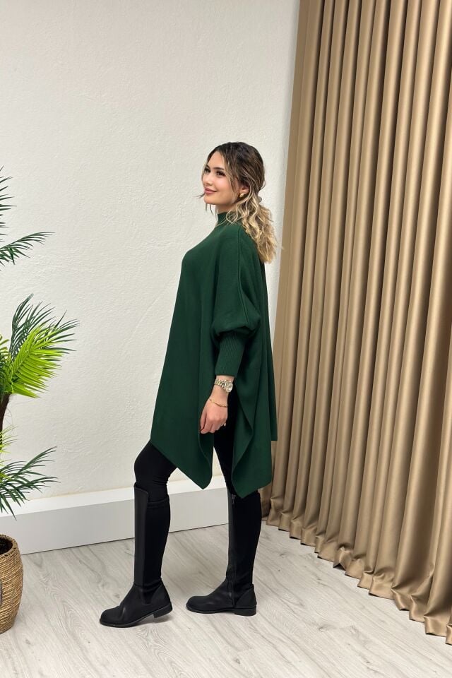 Dik Yaka Triko Panço Yeşil