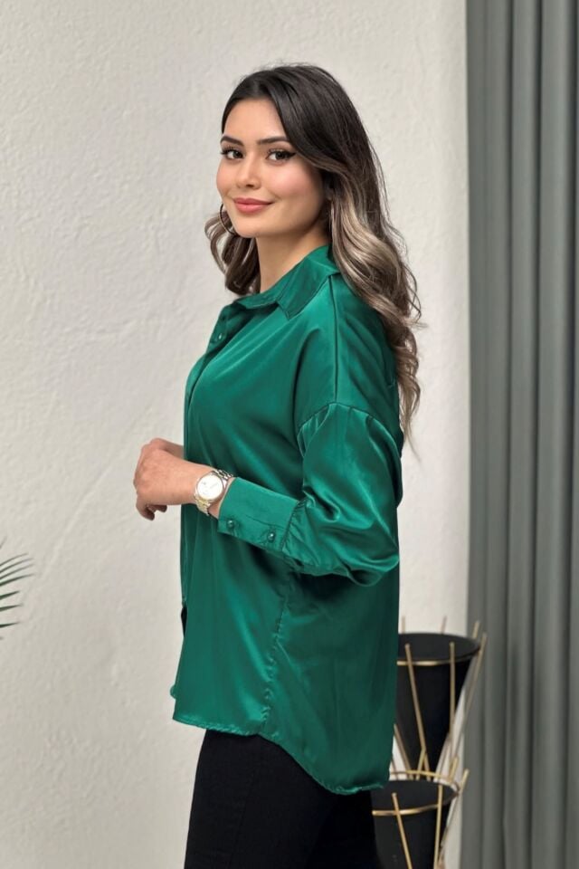 Premium Saten Gömlek Yeşil
