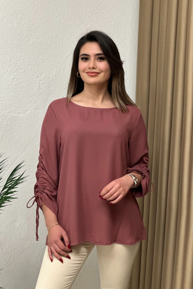 Premium Kol Detaylı Bluz Gül Kurusu