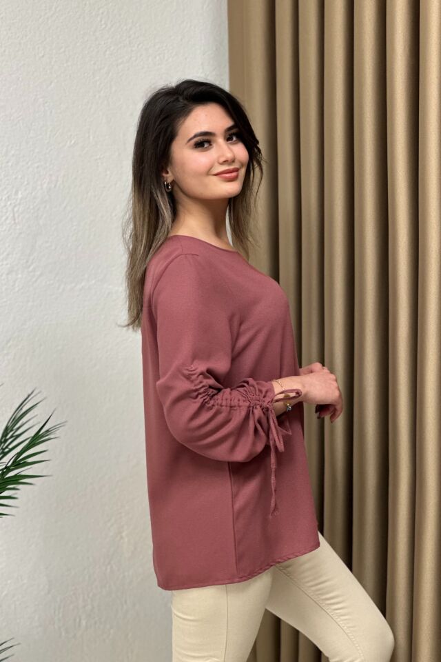 Premium Kol Detaylı Bluz Gül Kurusu