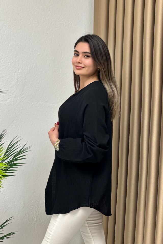 Müslin Kumaş Kimono Siyah