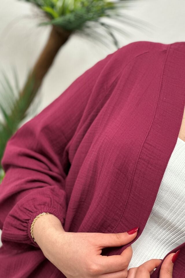 Müslin Kumaş Kimono Bordo