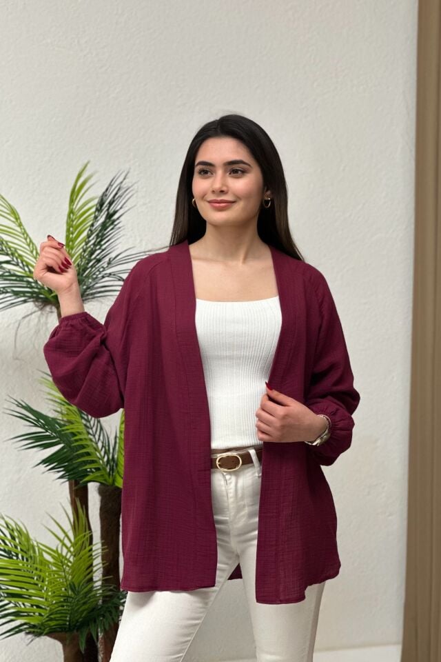 Müslin Kumaş Kimono Bordo